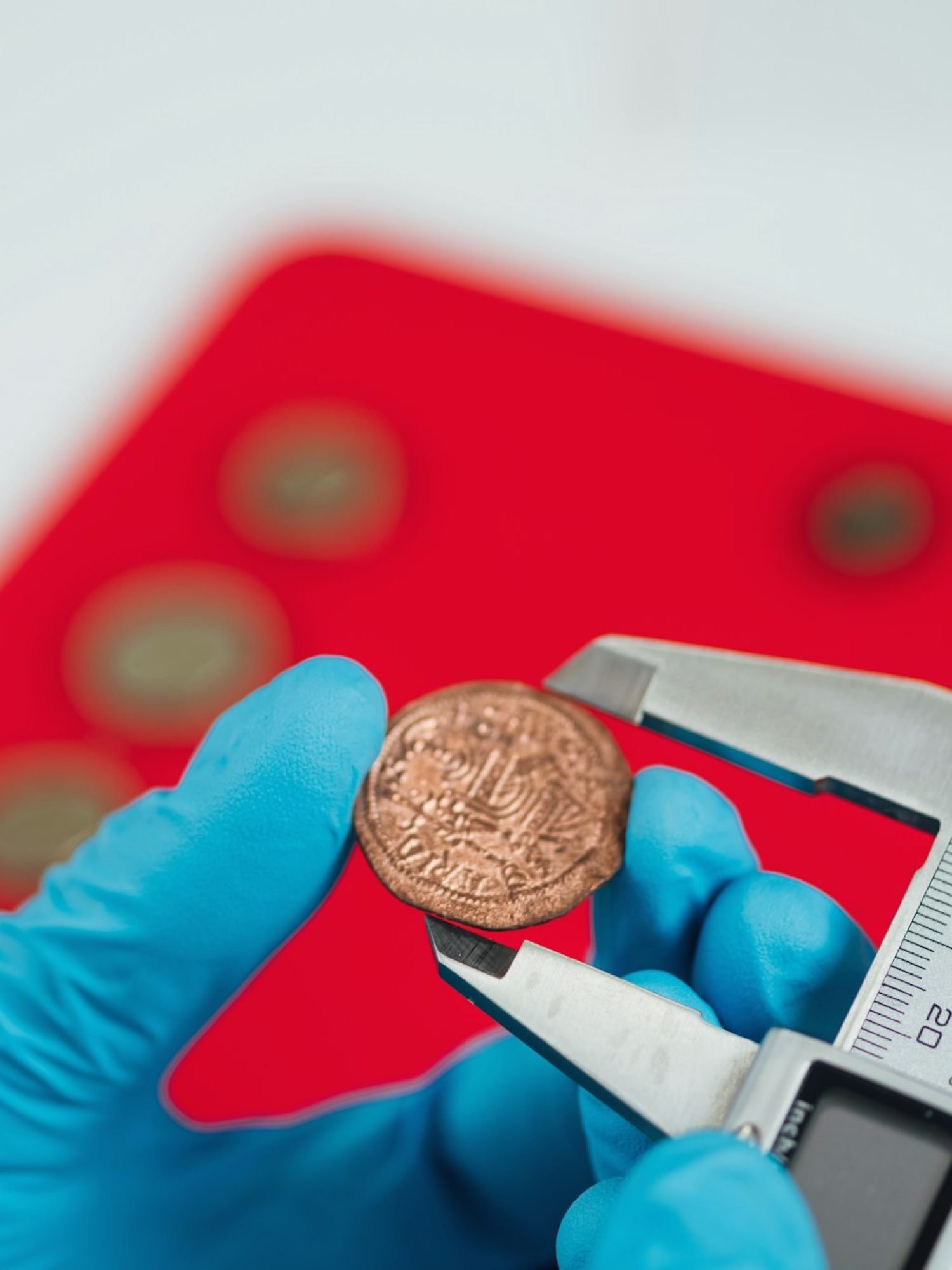 Measuring Ancient Coin Size with Caliper